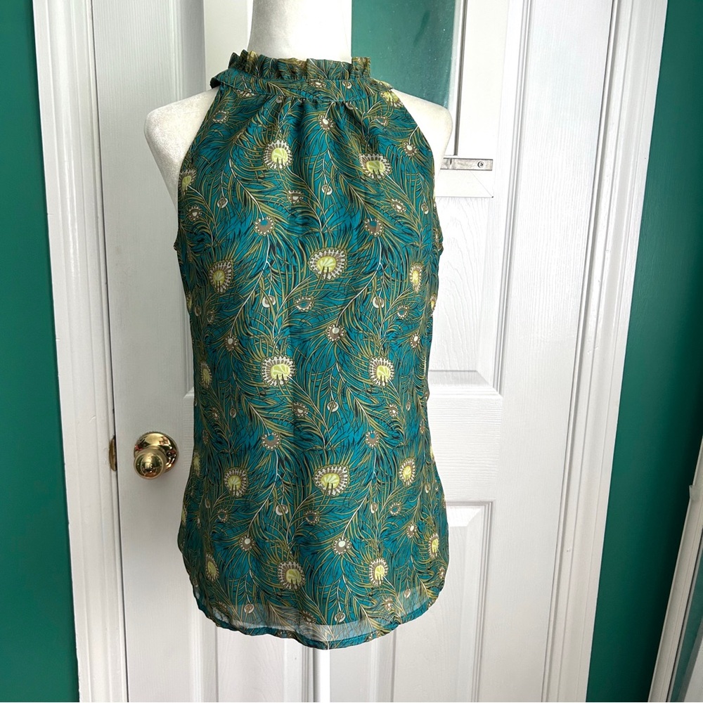 Liberty of London for Target Teal Peacock-Print Halter Top XS
